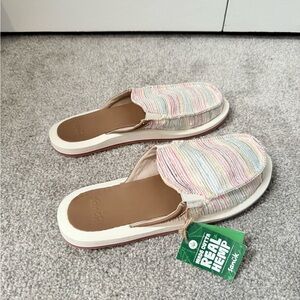 Colorful Striped Sanuk Slip-ons